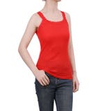 レッド | キャミソール レース リブ 薄手 下着 肌着 速乾 サラサラ | M.Y.A.
