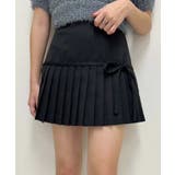 ブラック | 【one after another】リボン付きプリーツスカート | NICE CLAUP / OLIVE des OLIVE OUTLET