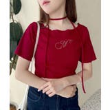 レッド | チョーカー付き ストーンロゴテレコトップス | NICE CLAUP / OLIVE des OLIVE OUTLET