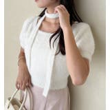 【one after another】チョーカー付き半袖フェザーニット | NICE CLAUP / OLIVE des OLIVE OUTLET | 詳細画像1