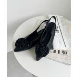 ブラック系 | 【one after another】コサージュ付きバックベルトシューズ | NICE CLAUP / OLIVE des OLIVE OUTLET