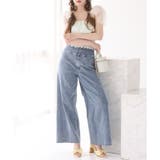 ブルー | 【one after another】バックレースアップワイドデニムパンツ | NICE CLAUP / OLIVE des OLIVE OUTLET