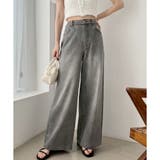 ブラック | 【one after another】【ウエストサイズ調整可】美脚ワイドデニム | NICE CLAUP / OLIVE des OLIVE OUTLET