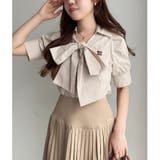 ベージュ | 【one after another】ボウタイ半袖ブラウス | NICE CLAUP / OLIVE des OLIVE OUTLET