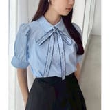 【one after another】ロゴリボン付き半袖ブラウス | NICE CLAUP / OLIVE des OLIVE OUTLET | 詳細画像1