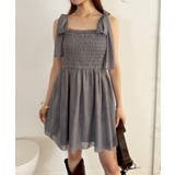 チャコール | 【one after another】肩リボンシャーリングビスチェ | NICE CLAUP / OLIVE des OLIVE　OUTLET