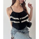 ブラック | 【one after another】フリルキャミソール  | NICE CLAUP / OLIVE des OLIVE　OUTLET