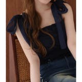 ネイビー | 【one after another】肩リボンシャーリングビスチェ | NICE CLAUP / OLIVE des OLIVE OUTLET