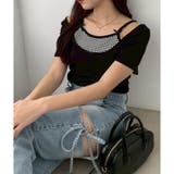 ブラック | 【one after another】レイヤード風リボン付きトップス  | NICE CLAUP / OLIVE des OLIVE　OUTLET