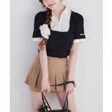 ブラック系 | 【one after another】シャツドッキング半袖トップス | NICE CLAUP / OLIVE des OLIVE　OUTLET