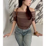 モカ | 【one after another】シアー重ねオフショルトップス | NICE CLAUP / OLIVE des OLIVE OUTLET