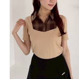 ベージュ | 【one after another】チェックレイヤードトップス | NICE CLAUP / OLIVE des OLIVE OUTLET