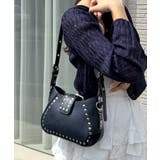 ネイビー | 【one after another】ロゴチャーム付きスタッズバッグ | NICE CLAUP / OLIVE des OLIVE OUTLET