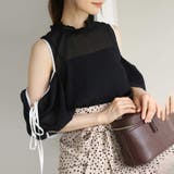 ブラック | 【one after another】肩リボンあきブラウス | NICE CLAUP / OLIVE des OLIVE　OUTLET