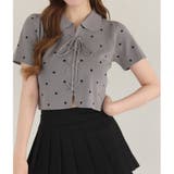 グレー | 【one after another】レースアップポロドットニット | NICE CLAUP / OLIVE des OLIVE OUTLET