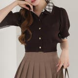 ブラウン | 【one after another】重ね襟半袖ニット | NICE CLAUP / OLIVE des OLIVE OUTLET