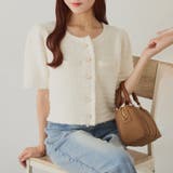 オフ | 【one after another】ゴールドボタン半袖ツイード風カーディガン | NICE CLAUP / OLIVE des OLIVE　OUTLET