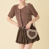 ブラウン | 【one after another】ゴールドボタン半袖ツイード風カーディガン | NICE CLAUP / OLIVE des OLIVE　OUTLET