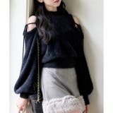 ブラック | 【one after another】2way肩あきシャギーニット | NICE CLAUP / OLIVE des OLIVE OUTLET