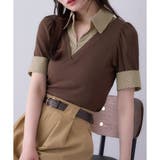 ブラウン | 【one after another】チェックレイヤードドッキングトップス | NICE CLAUP / OLIVE des OLIVE　OUTLET