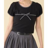 ブラック | 【one after another】配色リボンカットソー | NICE CLAUP / OLIVE des OLIVE　OUTLET