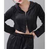 ブラック | サイドレースベロアパーカー | NICE CLAUP / OLIVE des OLIVE　OUTLET