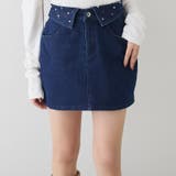 ネイビー | 【one after another】ウエスト折り返しデニムミニスカート | NICE CLAUP / OLIVE des OLIVE　OUTLET