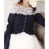 ネイビー | 【one after another】チュールフリルオフショルニット | NICE CLAUP / OLIVE des OLIVE　OUTLET