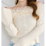 オフホワイト | 【one after another】チュールフリルオフショルニット | NICE CLAUP / OLIVE des OLIVE　OUTLET