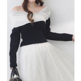 ブラック | 【one after another】異素材ドッキングオフショルニット | NICE CLAUP / OLIVE des OLIVE　OUTLET