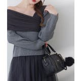 グレー | 【one after another】異素材ドッキングオフショルニット | NICE CLAUP / OLIVE des OLIVE　OUTLET