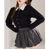 ブラック | 【one after another】配色襟付きニット | NICE CLAUP / OLIVE des OLIVE　OUTLET