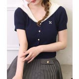 ネイビー | 【one after another】セーラー半袖ニット | NICE CLAUP / OLIVE des OLIVE　OUTLET