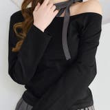 ブラック | 【one after another】リボンタイ ワンショルカットトップス | NICE CLAUP / OLIVE des OLIVE　OUTLET