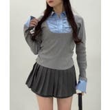 【one after another】ロゴ刺繡レイヤードトップス | NICE CLAUP / OLIVE des OLIVE　OUTLET | 詳細画像1 