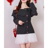 ブラック | 【one after another】ハートボタン切替ミニワンピース | NICE CLAUP / OLIVE des OLIVE OUTLET