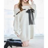 アイボリー | 【one after another】リボン付きオフショルニットワンピ | NICE CLAUP / OLIVE des OLIVE　OUTLET