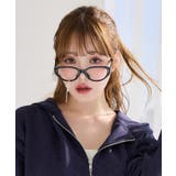 ブラック | 【one after another】チャーム付き伊達メガネ/レンズなし | NICE CLAUP / OLIVE des OLIVE　OUTLET