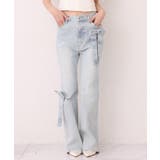 サックス | 【SMサイズ展開】リボンアレンジキラキラ美脚デニム | NICE CLAUP / OLIVE des OLIVE OUTLET