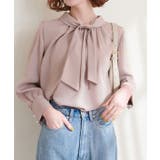 グレージュ | 【natural couture】袖口パールノット結びボータイブラウス | NICE CLAUP / OLIVE des OLIVE　OUTLET