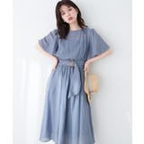 ブルー | 【natural couture】フレア袖太ベルトワンピース | NICE CLAUP / OLIVE des OLIVE OUTLET