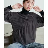 チャコール | 【natural couture】ネットチュールアシメ切替プルオーバー | NICE CLAUP / OLIVE des OLIVE　OUTLET