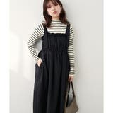 ブラック | 【natural couture】〈mamamo〉ギャザー切替ボリュームワ… | NICE CLAUP / OLIVE des OLIVE　OUTLET