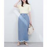 【natural couture】裾フリンジスカラップデニムスカート | NICE CLAUP / OLIVE des OLIVE　OUTLET | 詳細画像3 