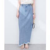 【natural couture】裾フリンジスカラップデニムスカート | NICE CLAUP / OLIVE des OLIVE　OUTLET | 詳細画像9 