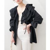 ブラック | 【natural couture】ラッフルレース衿チュニックブラウス | NICE CLAUP / OLIVE des OLIVE　OUTLET