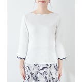 【natural couture】配色スカラップ強撚ニット（7二袖） | NICE CLAUP / OLIVE des OLIVE　OUTLET | 詳細画像6 