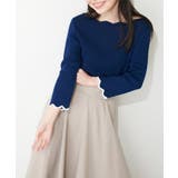 【natural couture】配色スカラップ強撚ニット（7二袖） | NICE CLAUP / OLIVE des OLIVE　OUTLET | 詳細画像15 