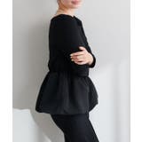 ブラック |  【natural couture】【大人ナチュ】バルーンヘム×リブトップス | NICE CLAUP / OLIVE des OLIVE　OUTLET