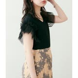 ブラック | 【natural couture】前後2way、チュールフリルドッキングニッ… | NICE CLAUP / OLIVE des OLIVE OUTLET